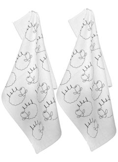 Alwan Turkish 100% Cotton Kitchen Hand Towel Set of 2 with Cute Sheep Designs  - Image 1