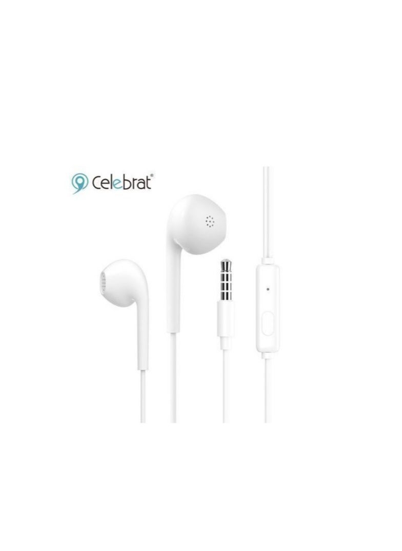 Celebrat - Celebrat G12 Wired Stereo Earphone With Microphone - White - Image 1