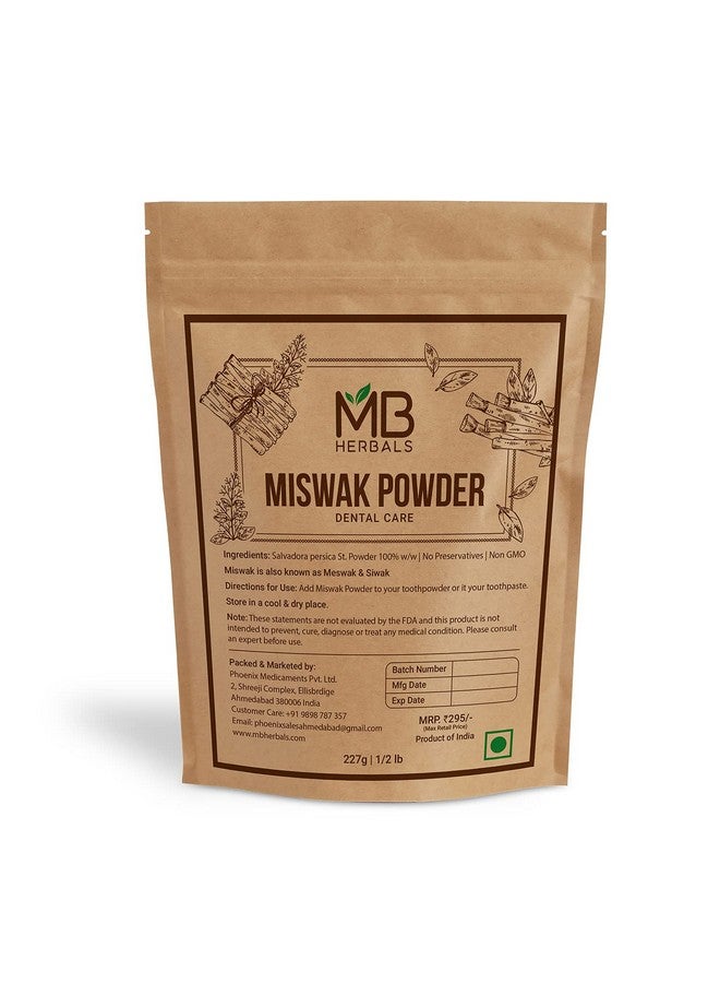 MB Herbals Miswak Powder 8 oz (0.5 lb) | 100% Pure Siwak Powder | Sewak Powder | Salvadora persica | Natural Tooth Powder | Miswaq Toothpowder