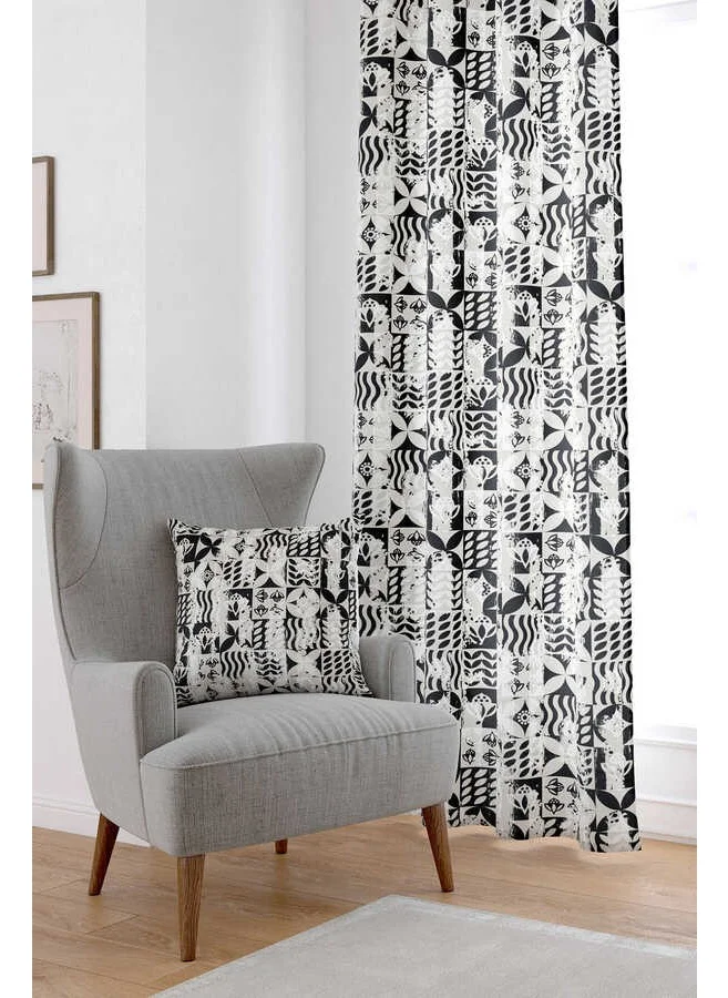 Cango Home Black Geometric Patterned Digital Printed Curtain CGH131-PR