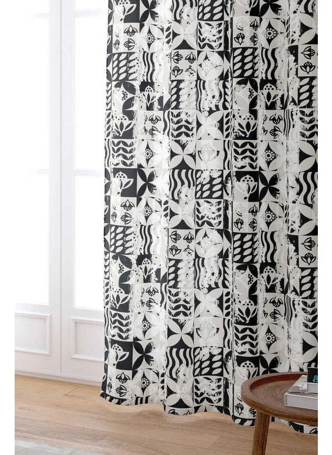 Cango Home Black Geometric Patterned Digital Printed Curtain CGH131-PR