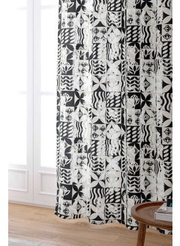 Cango Home Black Geometric Patterned Digital Printed Curtain CGH131-PR  - Image 2