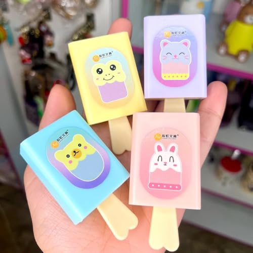 PARTEET Magic Box Pencil Eraser | Popsicle Shaped Ice Cream Drawer| Softy Shape Eraser |Birthday Return Gifts for Kids (Assorted Color) (Pack of 1), Multi-Color - Image 3