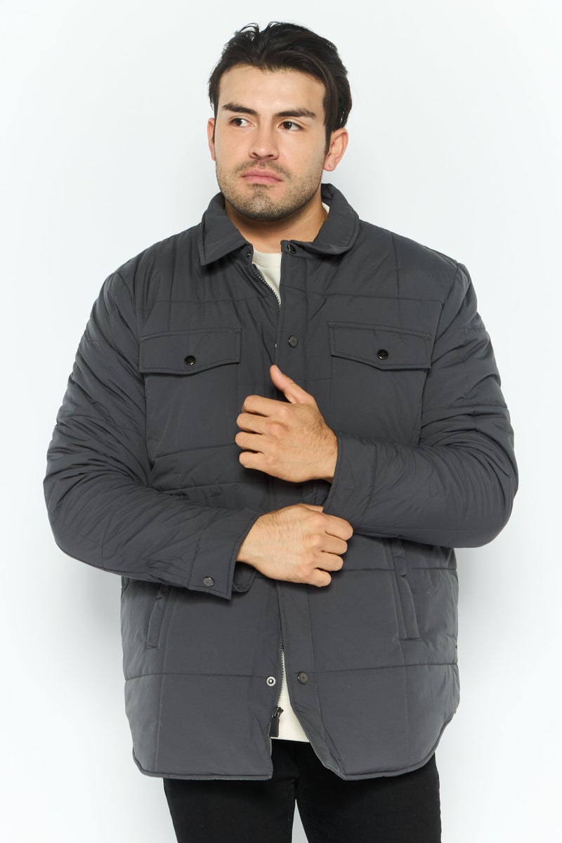 Rainforest جاكيت بافر مبطن للرجال، رمادي - Image 1