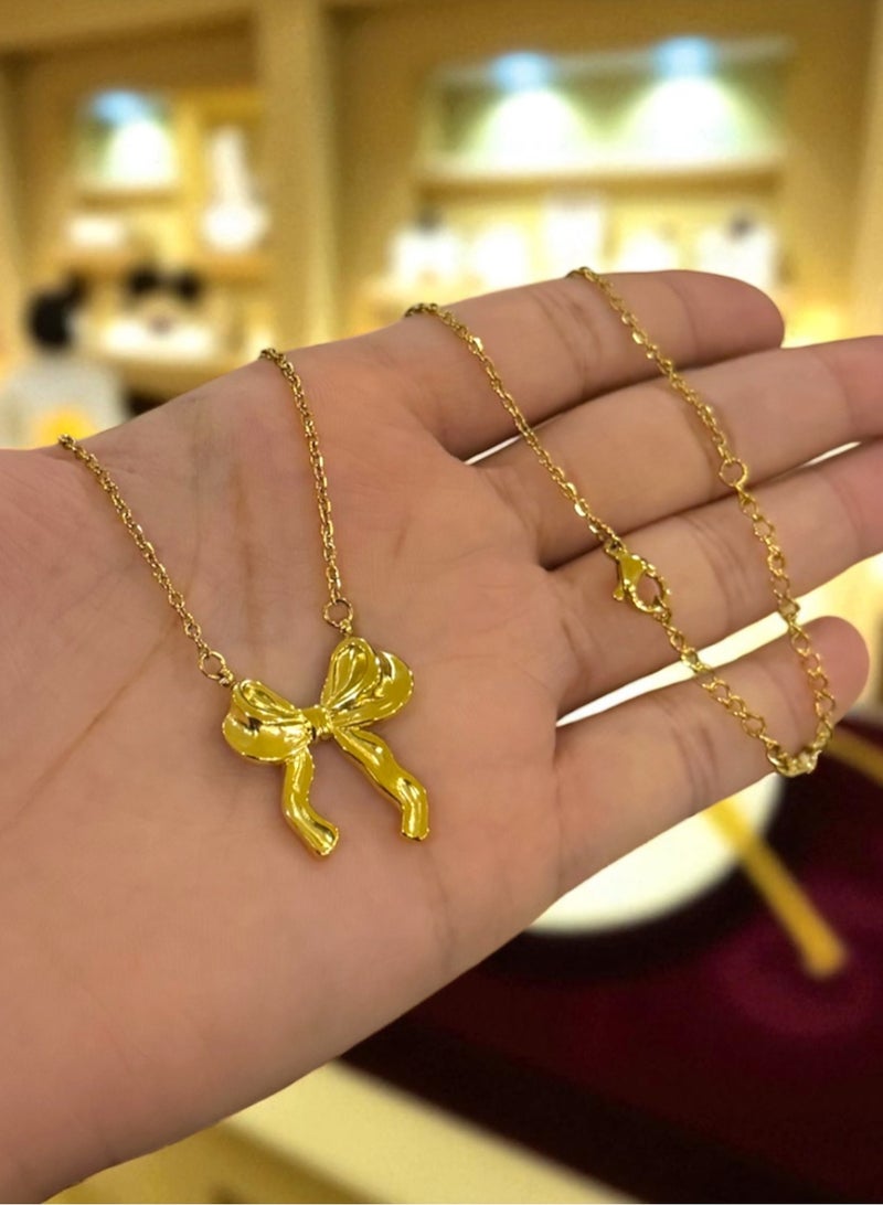 كاجوال كوليكشن سلسال نسائي أنيق مصنوع من الاستانلس ستيل مطلي باللون الذهبي - Image 1