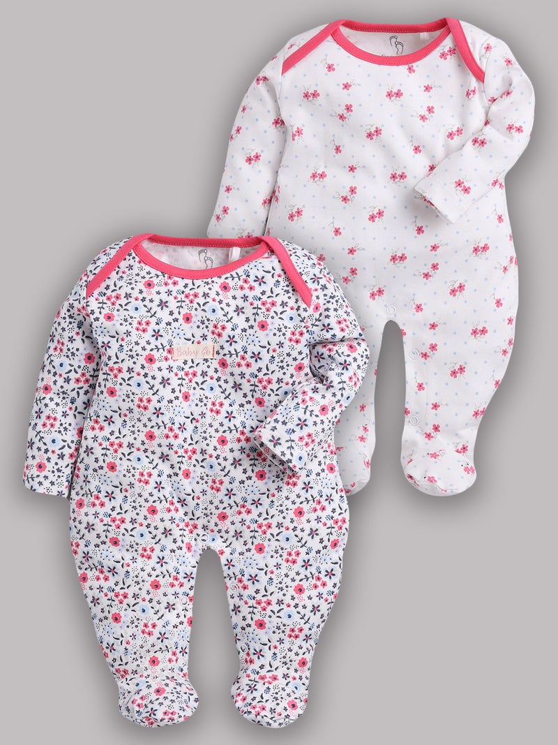 Baby Go Baby Romper 100% Cotton Rompers for New Born Baby|Sleepsuits for Baby Boys & Girls |Onesies| Infant Clothes|FUSHIA| 0-3M| 3-6M| 6-9M| Pack of 2 - Image 1