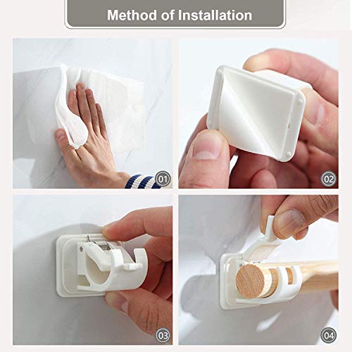 Tagve Self Adhesive Curtain Rod Holder, Fixing Rod Holder, Curtain Rod Holder, Towel Bar Hooks for Bathroom, Kitchen and Hotel (6) - Image 2