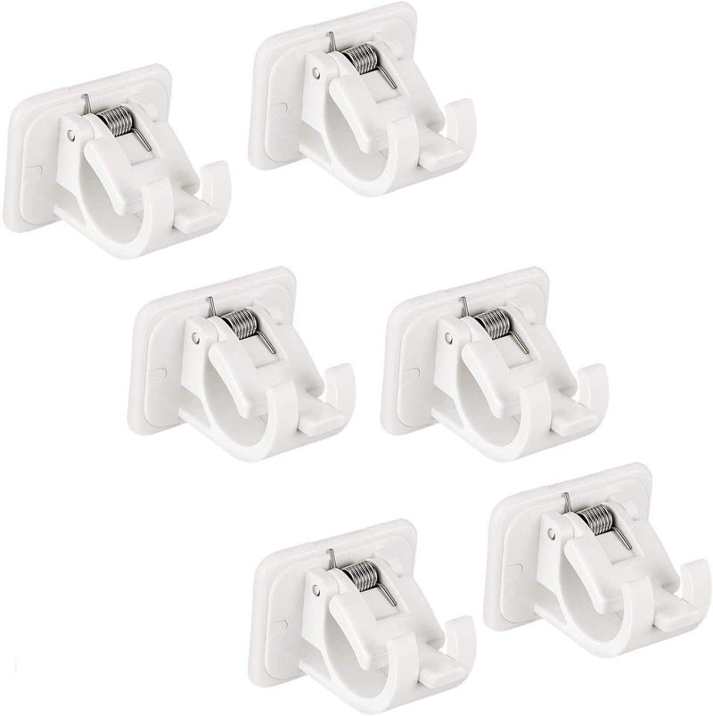 Tagve Self Adhesive Curtain Rod Holder, Fixing Rod Holder, Curtain Rod Holder, Towel Bar Hooks for Bathroom, Kitchen and Hotel (6) - Image 1