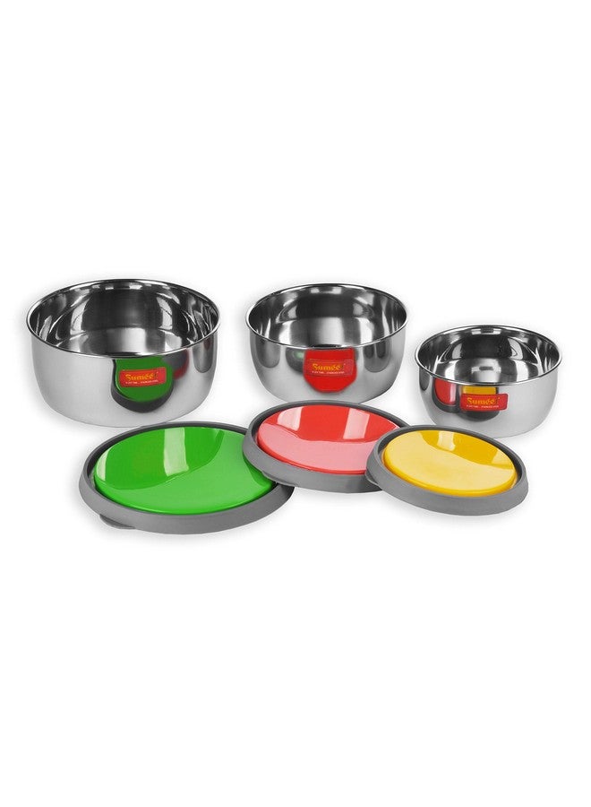 Sumeet Stainless Steel Modena Food Storage Airtight & Leak Proof Containers Set of 3 pc (400 ml; 500 ml & 800 ml), Silver - Image 2