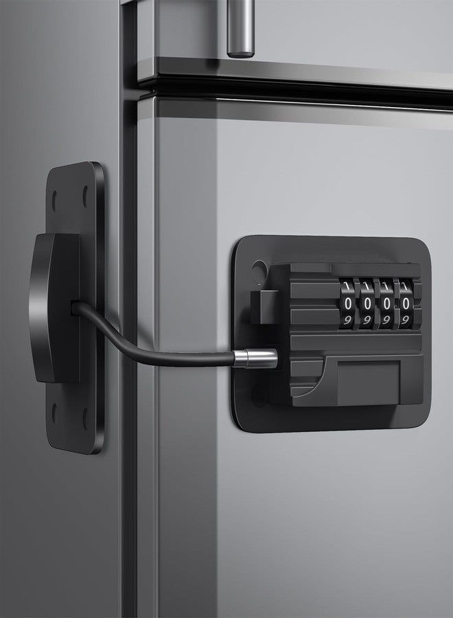 Ougourim Upgraded Combination Fridge Lock for Child Safety, Keyless Refrigerator & Freezer Lock with Code for Kids, Black - Image 1
