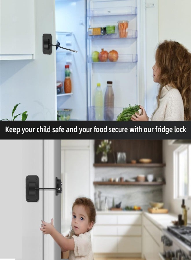 Ougourim Upgraded Combination Fridge Lock for Child Safety, Keyless Refrigerator & Freezer Lock with Code for Kids, Black - Image 2