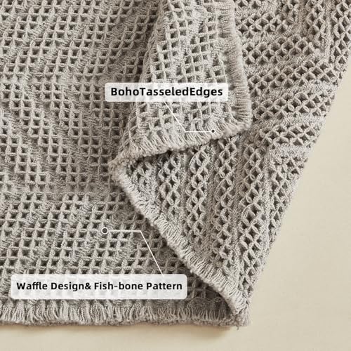 BULULOM Bath Rugs,Upgraded Waffle Bath Mat,Super Absorbent Boho Bath Rug Non Slip Bath Rugs,Machine Washable Rugs, Rubber Backed Shower Matt, Ultra Soft,Gray,18" x 30" - Image 4