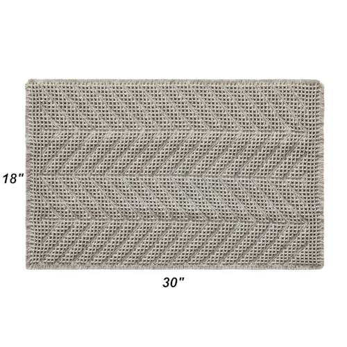 BULULOM Bath Rugs,Upgraded Waffle Bath Mat,Super Absorbent Boho Bath Rug Non Slip Bath Rugs,Machine Washable Rugs, Rubber Backed Shower Matt, Ultra Soft,Gray,18" x 30" - Image 2