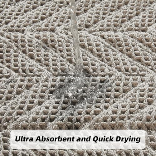 BULULOM Bath Rugs,Upgraded Waffle Bath Mat,Super Absorbent Boho Bath Rug Non Slip Bath Rugs,Machine Washable Rugs, Rubber Backed Shower Matt, Ultra Soft,Gray,18" x 30" - Image 3
