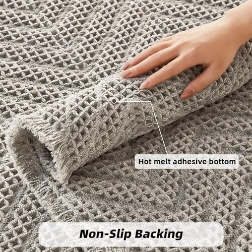 BULULOM Bath Rugs,Upgraded Waffle Bath Mat,Super Absorbent Boho Bath Rug Non Slip Bath Rugs,Machine Washable Rugs, Rubber Backed Shower Matt, Ultra Soft,Gray,18" x 30" - Image 5