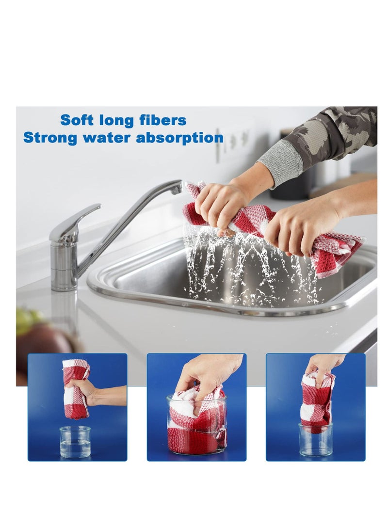 Excefore 6 عبوات من مناشف المطبخ 13"x28"، ماصة وناعمة 100% قطن نقي، قابلة للغسل غير لاصقة سريعة التجفيف، مناسبة لتجفيف الأطباق، مناشف بار ماصة - Image 4