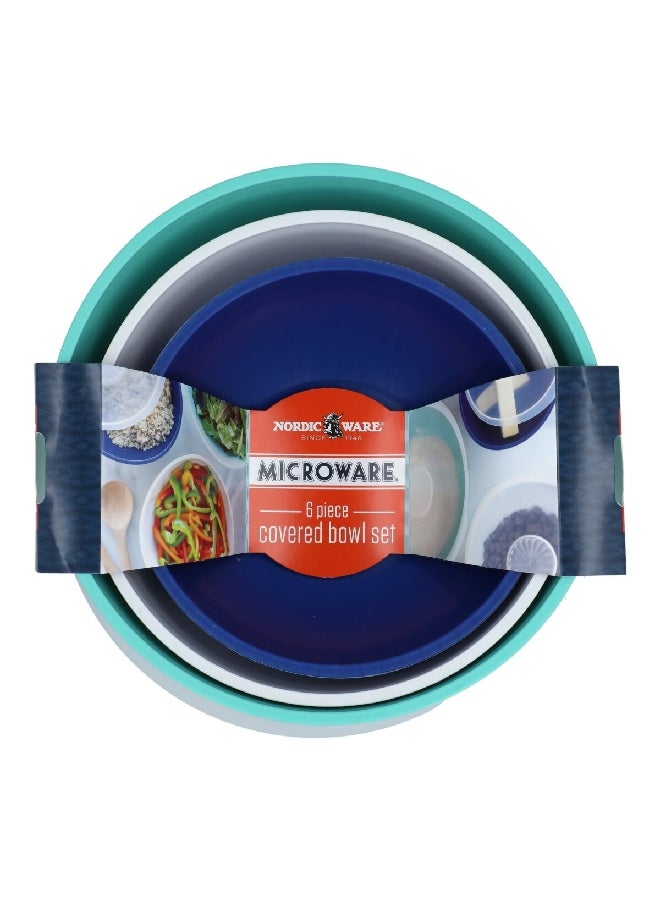 NORDICWARE 6-Piece Microwave Safe Round Polypropylene Covered Bowl Set Multicolour 4.73 L 69506  - Image 2