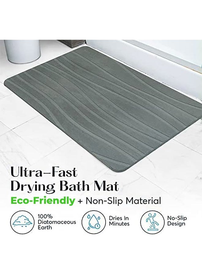 SUTERA Stone Bath Mat, Diatomaceous Earth Shower Mat, Non-Slip Super Absorbent Quick Drying Bathroom Floor Mat, Natural, Easy to Clean (23.5 x 15 Gray) - Image 5