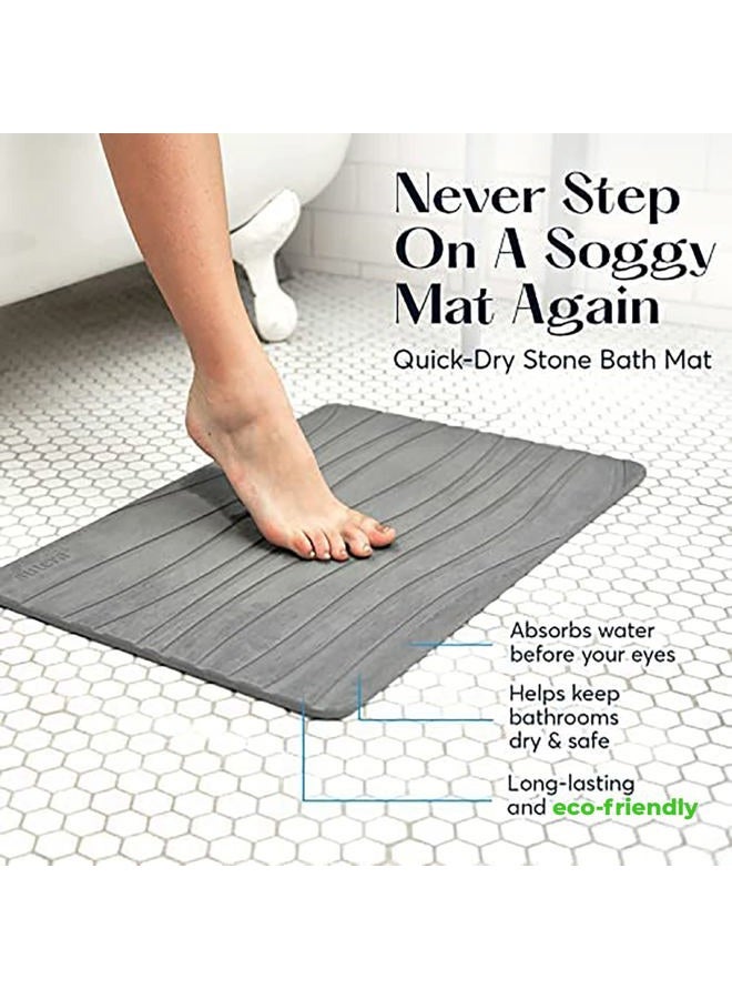 SUTERA Stone Bath Mat, Diatomaceous Earth Shower Mat, Non-Slip Super Absorbent Quick Drying Bathroom Floor Mat, Natural, Easy to Clean (23.5 x 15 Gray) - Image 3