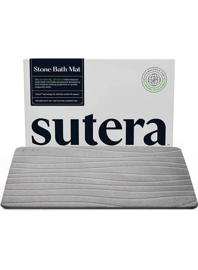 SUTERA Stone Bath Mat, Diatomaceous Earth Shower Mat, Non-Slip Super Absorbent Quick Drying Bathroom Floor Mat, Natural, Easy to Clean (23.5 x 15 Gray) - Image 1