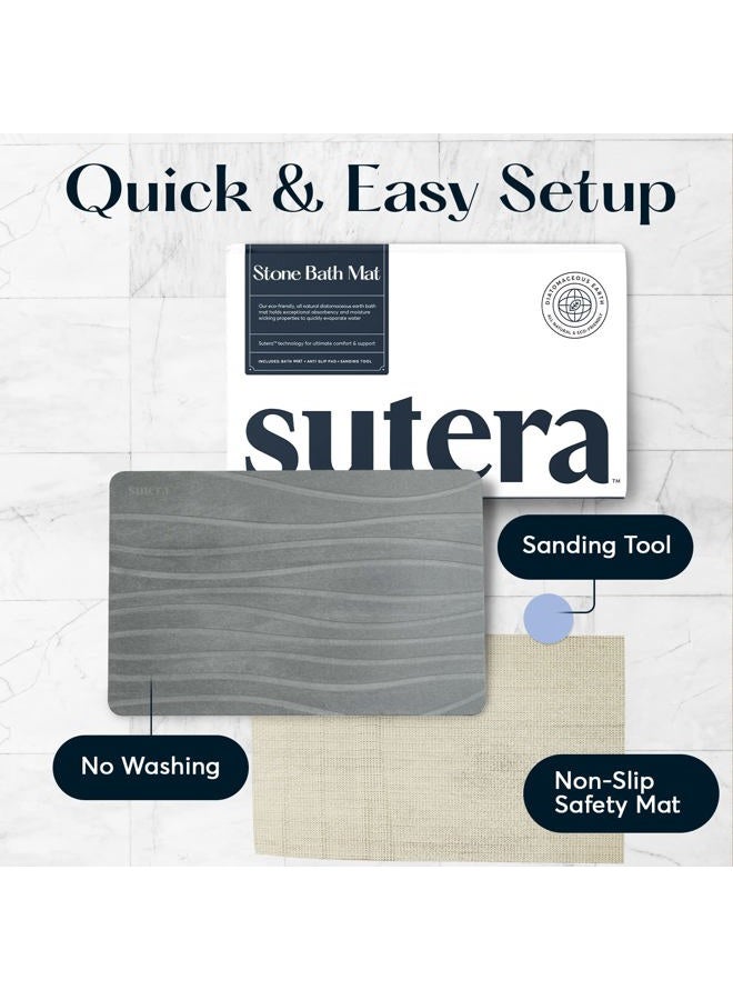 SUTERA Stone Bath Mat, Diatomaceous Earth Shower Mat, Non-Slip Super Absorbent Quick Drying Bathroom Floor Mat, Natural, Easy to Clean (23.5 x 15 Gray) - Image 4