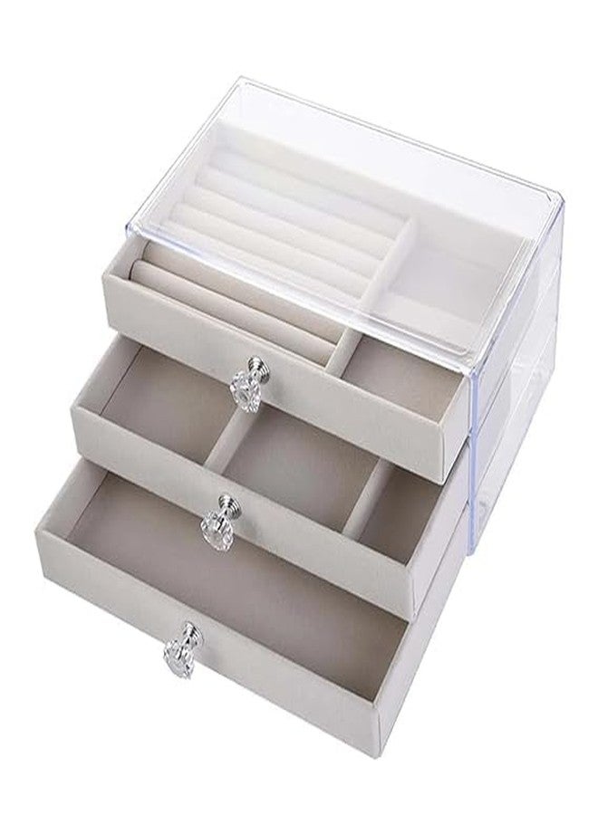 IP DHAMELIYA 3 layer jewelry storage box 3 Drawers Transparent Clear Ring Necklace Piercing Earrings Bracelet Watch Jewellery Organiser Jewellery Box Acrylic Container for Ring Necklace Home Organizer - Image 3