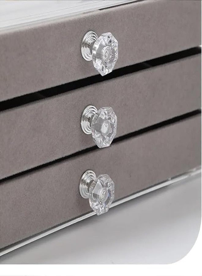 IP DHAMELIYA 3 layer jewelry storage box 3 Drawers Transparent Clear Ring Necklace Piercing Earrings Bracelet Watch Jewellery Organiser Jewellery Box Acrylic Container for Ring Necklace Home Organizer - Image 4