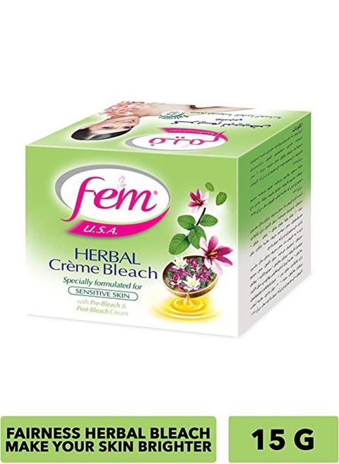 FEM USA Herbal Creme Bleach | Enriched With Turmeric and Milk | Formulated For Sensitive Skin | For Radiant Glow - 15g