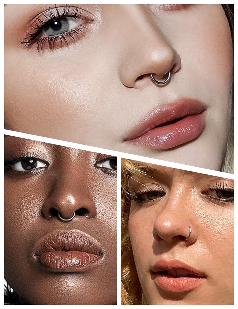 Dyknasz 10PCS 20G Surgical Steel Hinged Clicker Segment Nose Rings Hoops Septum Lip Ring Hoop Cartilage Tragus Helix Sleeper Earrings Piercing Jewelry for Women Men 6mm 7mm 8mm 9mm 10mm Silver-tone - Image 3