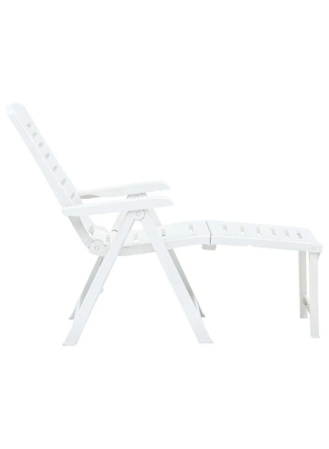 vidaxl vidaXL Folding Sun Lounger Plastic White - Image 2