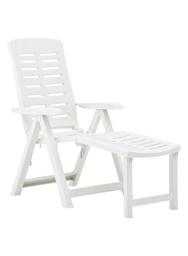 vidaxl vidaXL Folding Sun Lounger Plastic White - Image 1