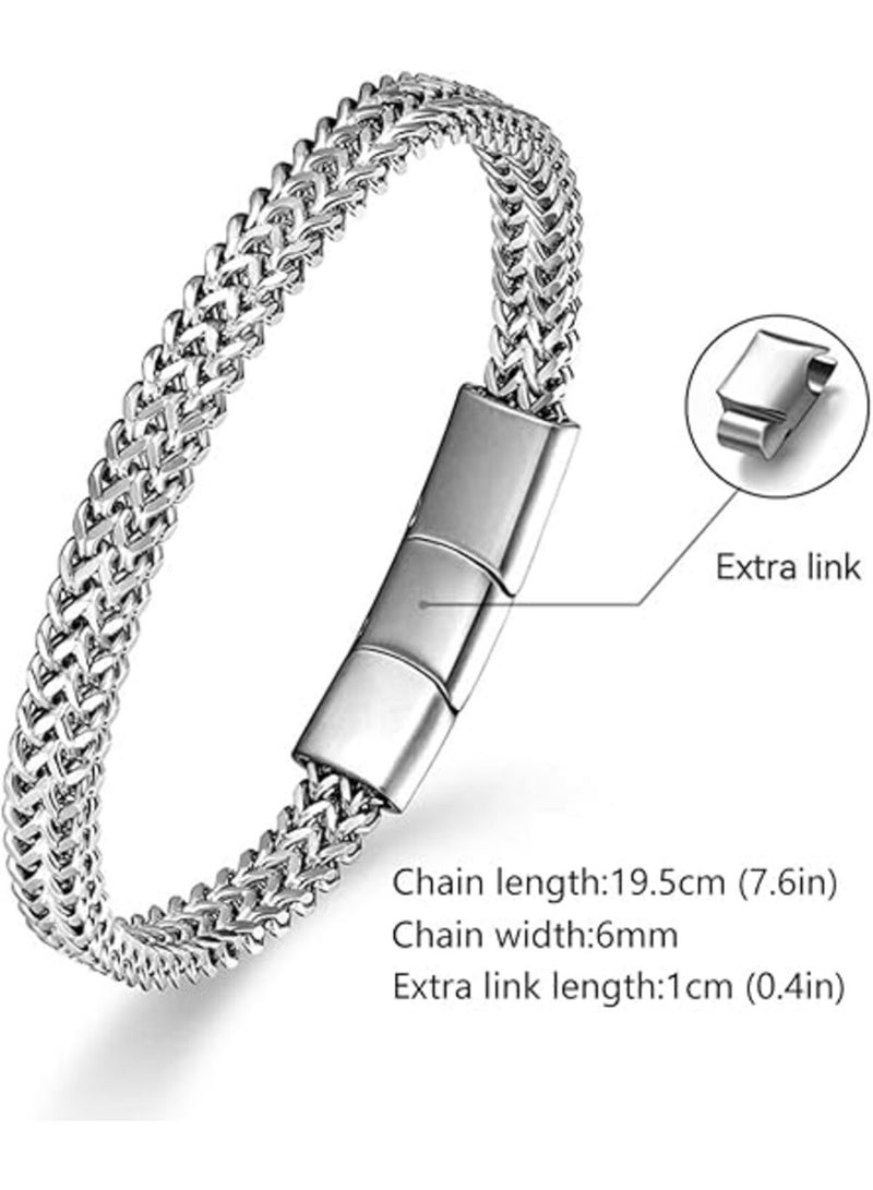 أساور رجالية - سوار رجالي من الفولاذ المقاوم للصدأ بسلسلة فرانكو بمشبك مغناطيسي - مقاس قابل للتعديل - هدية أنيقة - Image 2