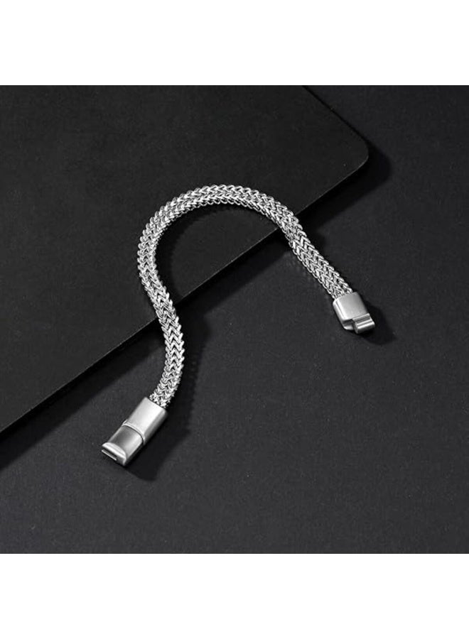 أساور رجالية - سوار رجالي من الفولاذ المقاوم للصدأ بسلسلة فرانكو بمشبك مغناطيسي - مقاس قابل للتعديل - هدية أنيقة - Image 4