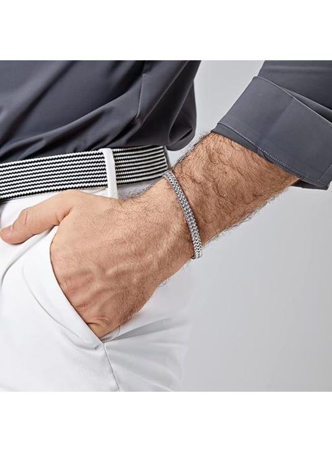 أساور رجالية - سوار رجالي من الفولاذ المقاوم للصدأ بسلسلة فرانكو بمشبك مغناطيسي - مقاس قابل للتعديل - هدية أنيقة - Image 5