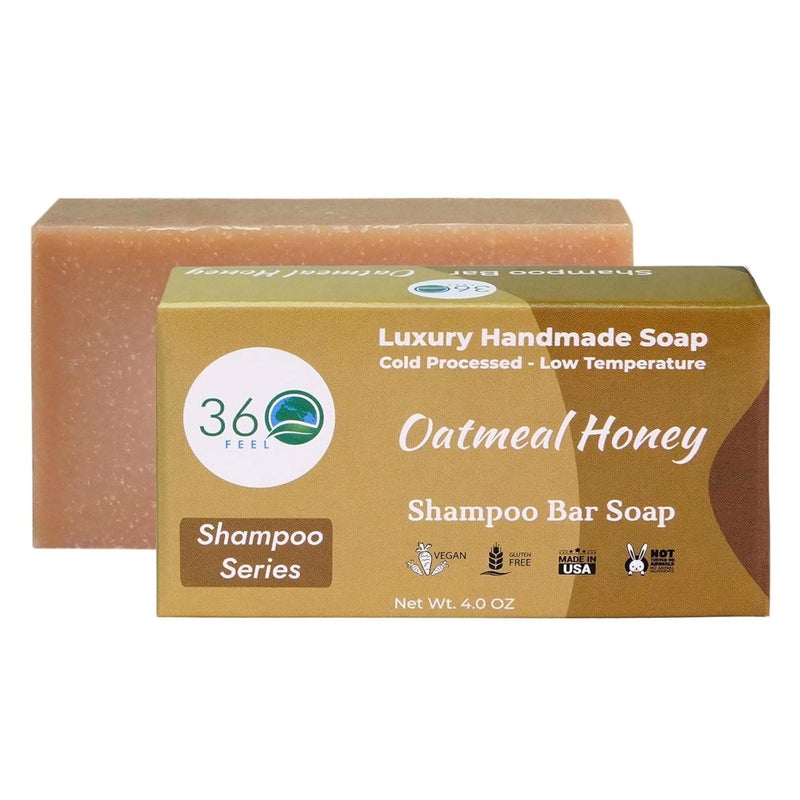 360Feel Oatmeal Honey Shampoo Bar  Nourishing and Moisturizing AntiDandruff Oatmeal Soap Bar  Handmade with Essential Oils  Travel Friendly and Compact  Zero Harsh Additives  35 Ounce