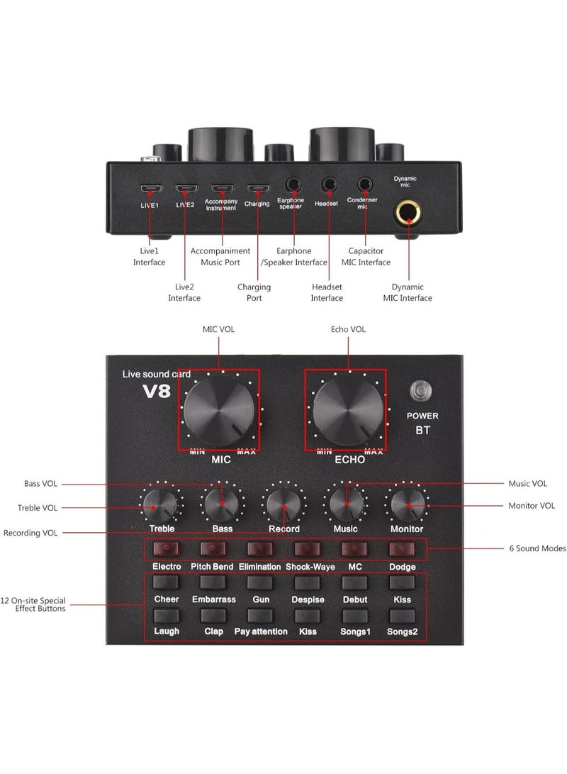 V8 Sound Card with External USB – High-Quality Recording & Streaming - Image 2