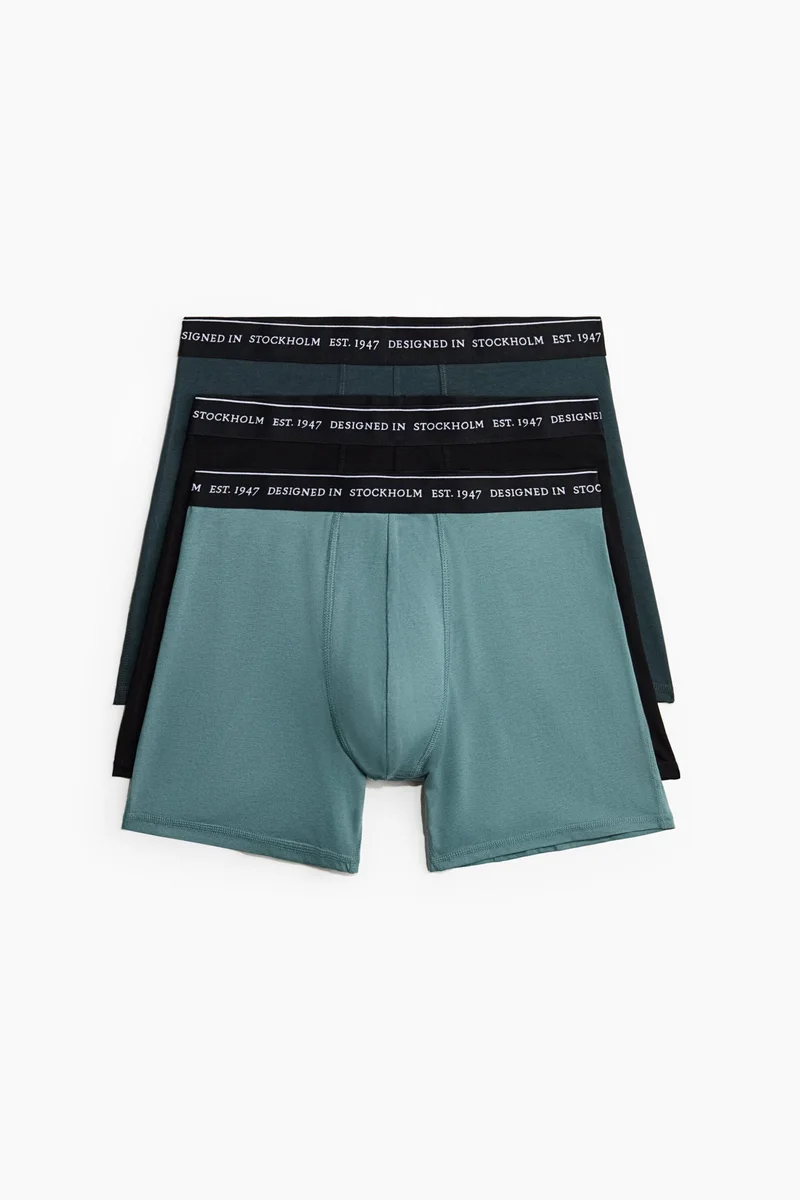 اتش اند ام سروال ترنك متوسط الطول بتقنية لايكرا® إكسترا لايف™ - عبوة من 3 قطع