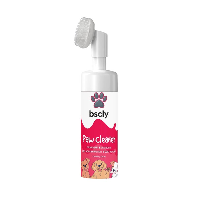Harrods Bscly Paw Cleaner with Strawberry & Calendula for Dog Cat Waterless Foot Scrubber Cleaning Foam with Silicone Washer Brush - 110ml - Image 1