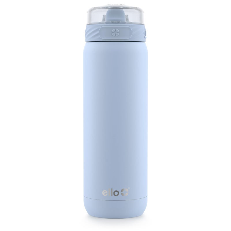 Ello Cooper 32oz Stainless Steel Water Bottle with Straw and Carry Handle, Double Walled and Vacuum Insulated Metal, Leak Proof Locking Lid with Soft Silicone Spout, Reusbale, BPA Free, Halogen Blue - Image 1