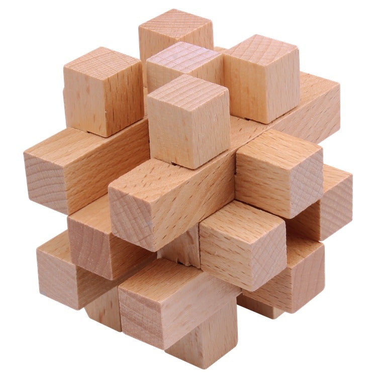 Wisdom Wheel Large Beech Kongming Lock Children'S Educational Toys For Adults And Students Decompression Burning Brain Disassembly And Reassembly Luban Lock - Image 4