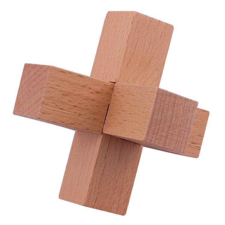 Wisdom Wheel Large Beech Kongming Lock Children'S Educational Toys For Adults And Students Decompression Burning Brain Disassembly And Reassembly Luban Lock - Image 1