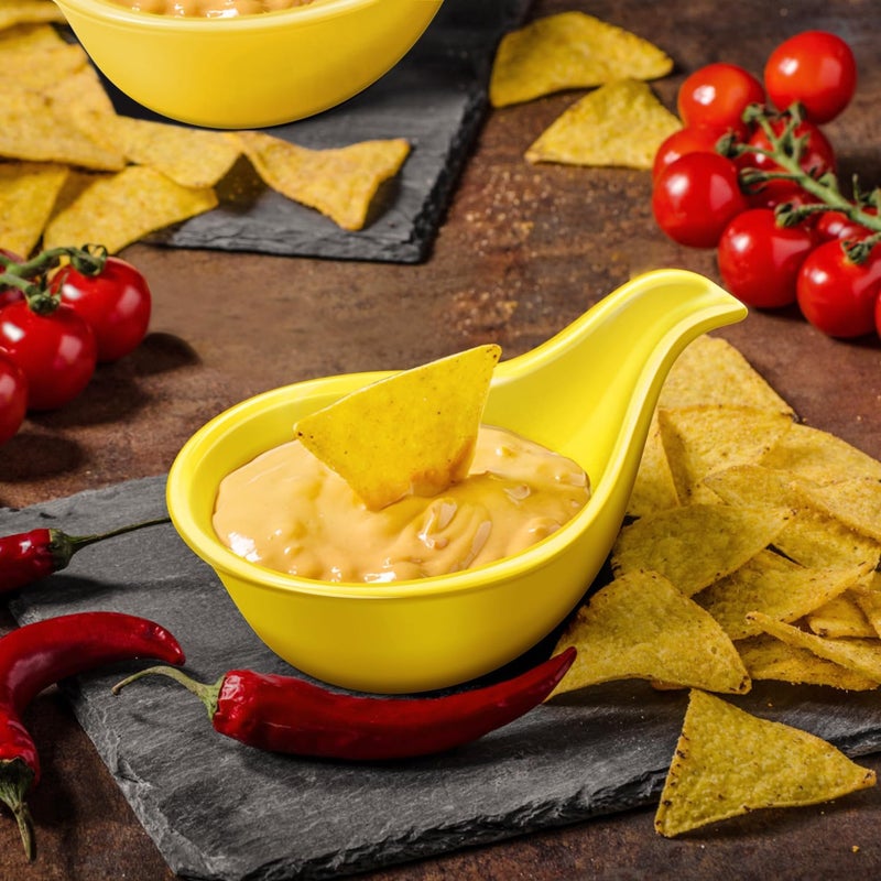 Flexzion Ceramic Dipping Bowls Small Bowls for Dipping with Handle Condiment Cups Soy Sauce Dish Porcelain Ramekins Sauce Holders Containers for Small Side Dishes Dips  3 oz Set of 6 Yellow - Image 2