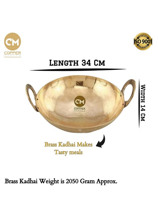 Copper-Master Heavy Weight Brass Kadhai for Cooking Food Export Quality and Pure Brass Wooden Handle Premium Lead Free Ladle Cooking & Serving Spoon Heavy Weight 13 inch Ladle (Golchi) - Image 5