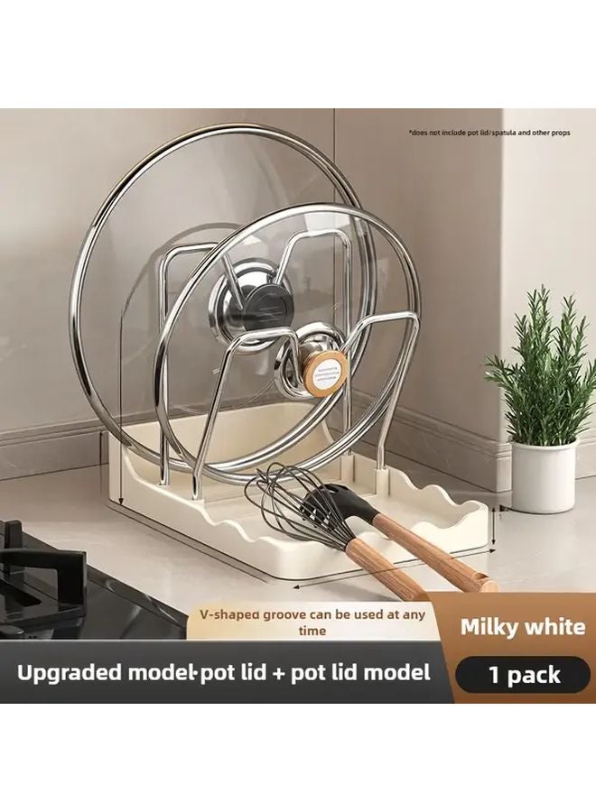 Gun Gray Kitchen Pot Lid Cover Rack With Light For Pans Spatulas Spoons Storage - Image 5