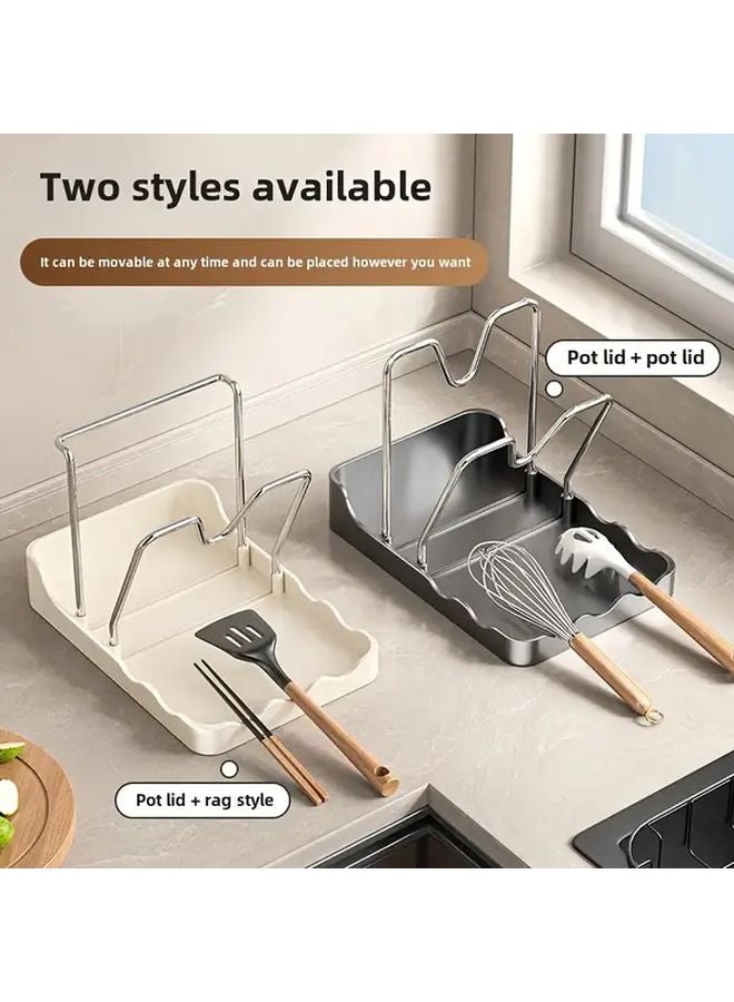 Gun Gray Kitchen Pot Lid Cover Rack With Light For Pans Spatulas Spoons Storage - Image 3