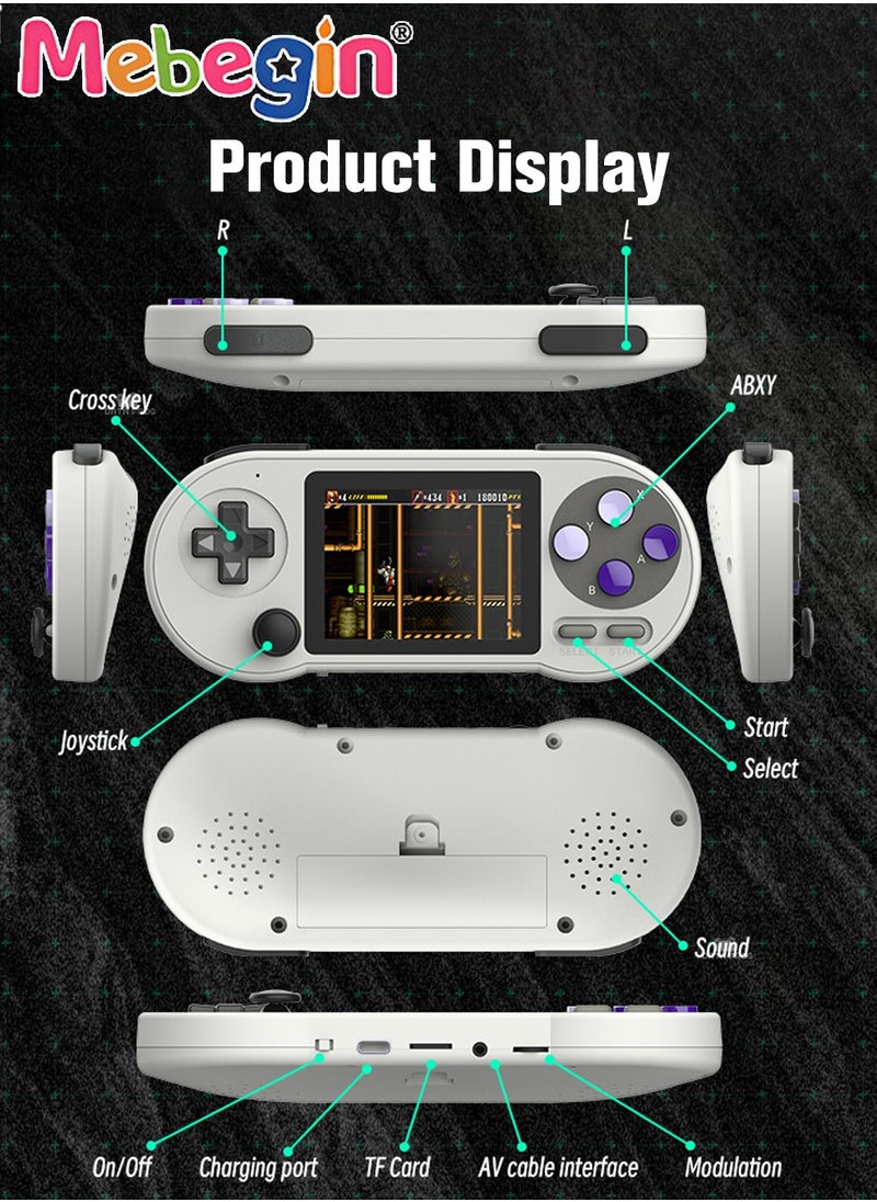 MEBEGIN - Portable Handheld Game Console Built-in 6000 Games with 2 Gamepad, 3 Inch HD Screen Game Player with 16GB TF Card, Support 7 Simulators FC/SFC/MD/GB/GBC/GBA/MAME, Nice Gift for Kids and Adult - Image 1
