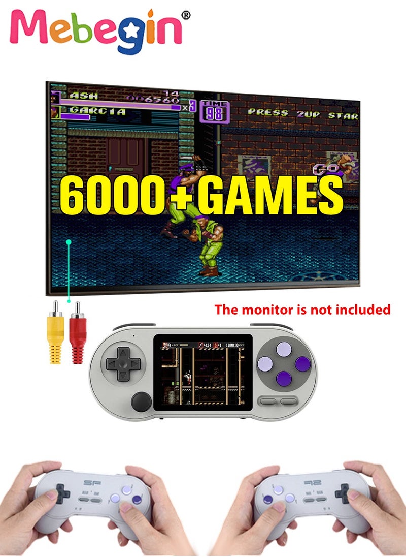 MEBEGIN - Portable Handheld Game Console Built-in 6000 Games with 2 Gamepad, 3 Inch HD Screen Game Player with 16GB TF Card, Support 7 Simulators FC/SFC/MD/GB/GBC/GBA/MAME, Nice Gift for Kids and Adult - Image 1