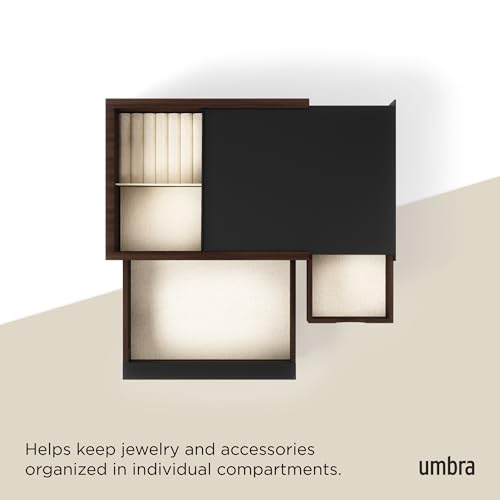 Umbra Stowit Jewelry Box - Modern Keepsake Storage Organizer with Hidden Compartment Drawers for Ring, Bracelet, Watch, Necklace, Earrings, and Accessories (Black/Walnut) - Image 4