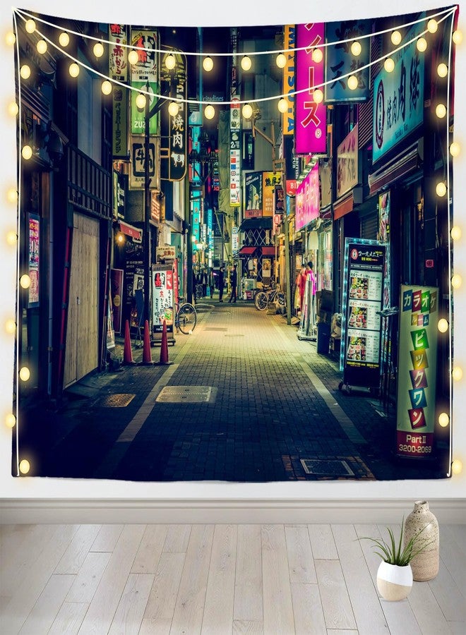 Loccor 60''x40'' Japan Street Tapestry Japan Night Street Signboard Billboards Street Night View Tapestry Wall Hanging for Kids Adults Party Decoration Living Room Bedroom Dorm Decor - Image 1