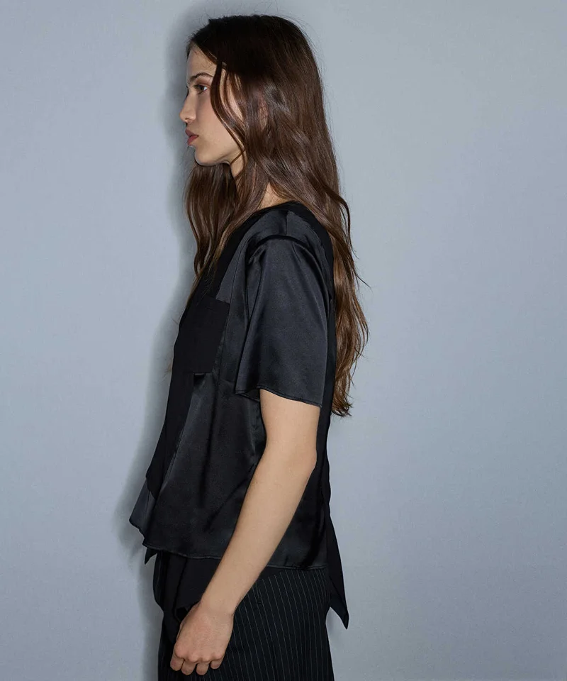 Ipekyol  Mixed-Media Shoulder-Pad Blouse for Women | Best Price UAE